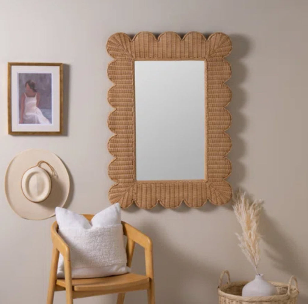 Scalloped Rattan Mirror - The Summer Shop