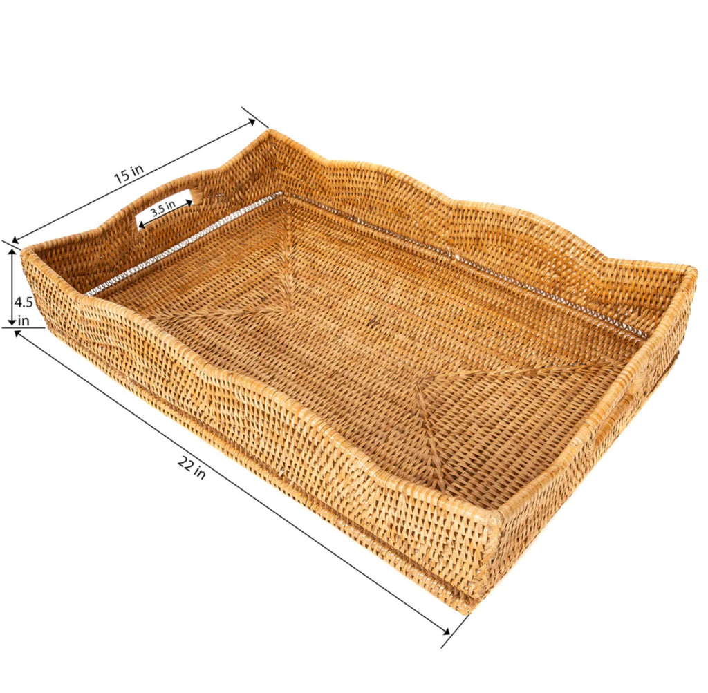 Scallop Rattan Tray - The Summer Shop