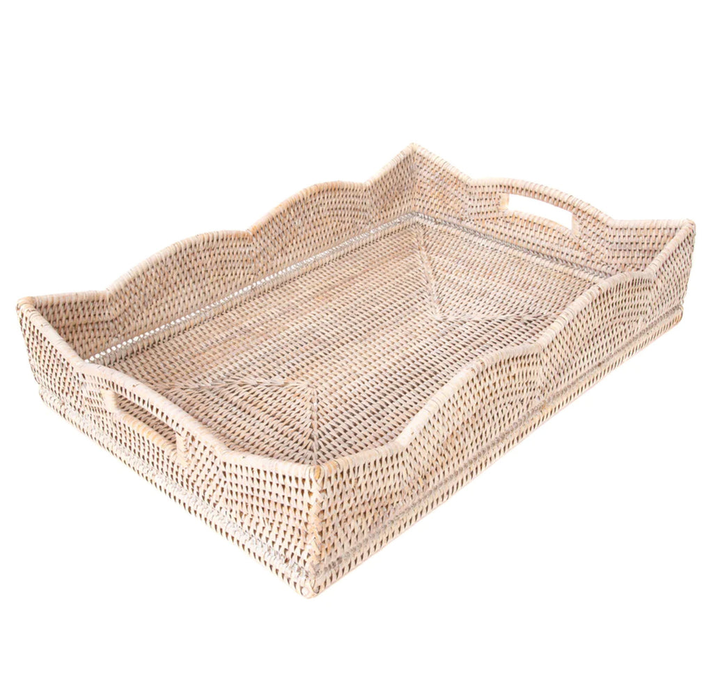 Scallop Rattan Tray - The Summer Shop