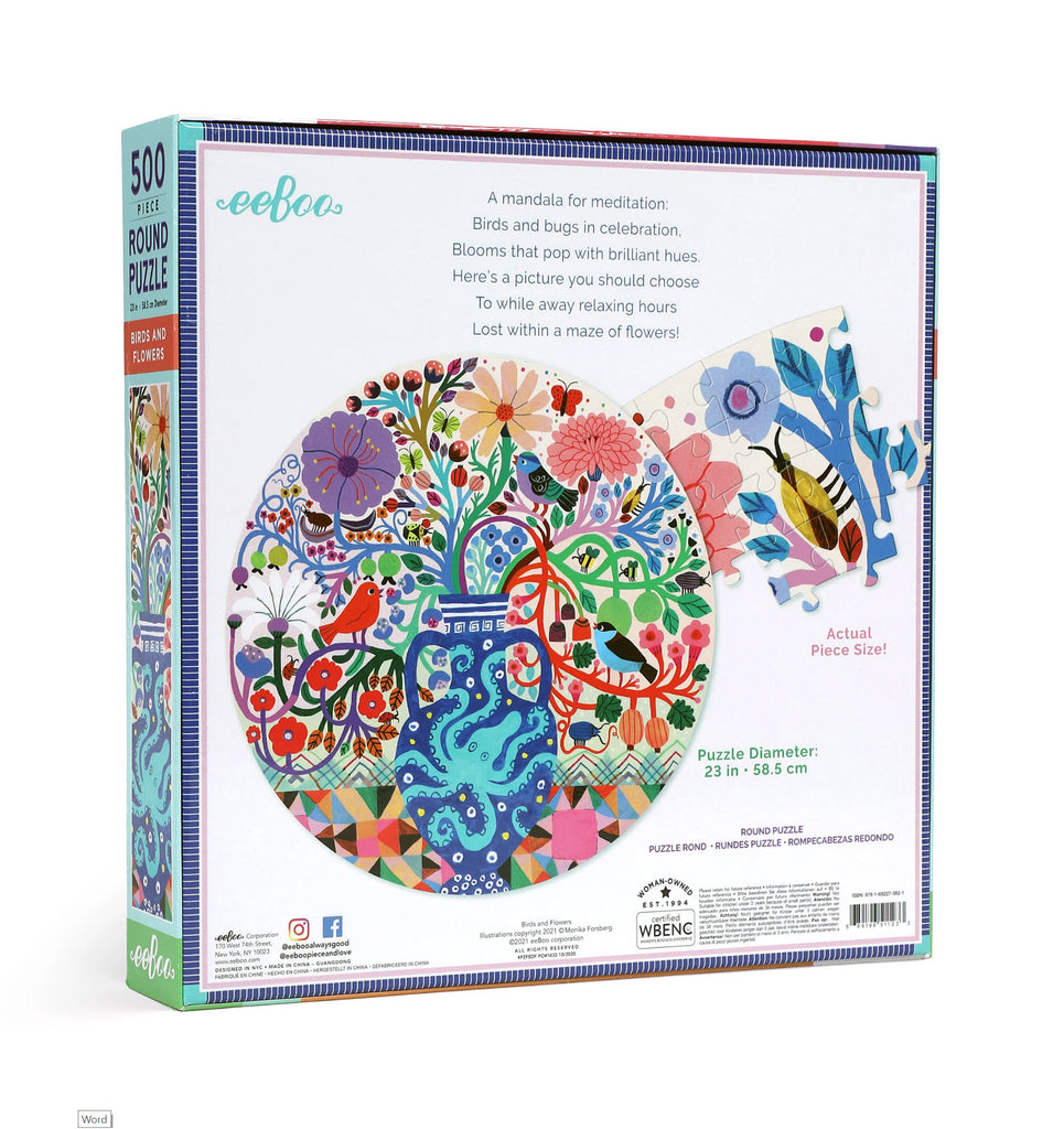 Birds and Flowers Round Puzzle - The Summer Shop