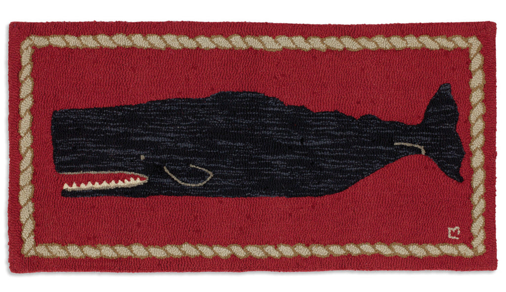 Black Whale Hooked Rug - The Summer Shop
