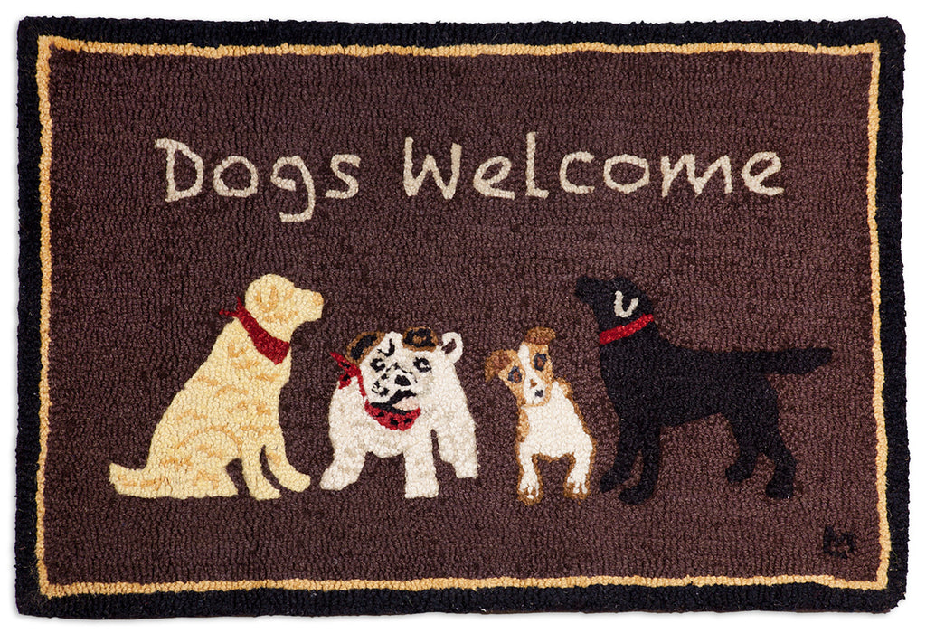 "Dogs Welcome" Hooked Rug - The Summer Shop