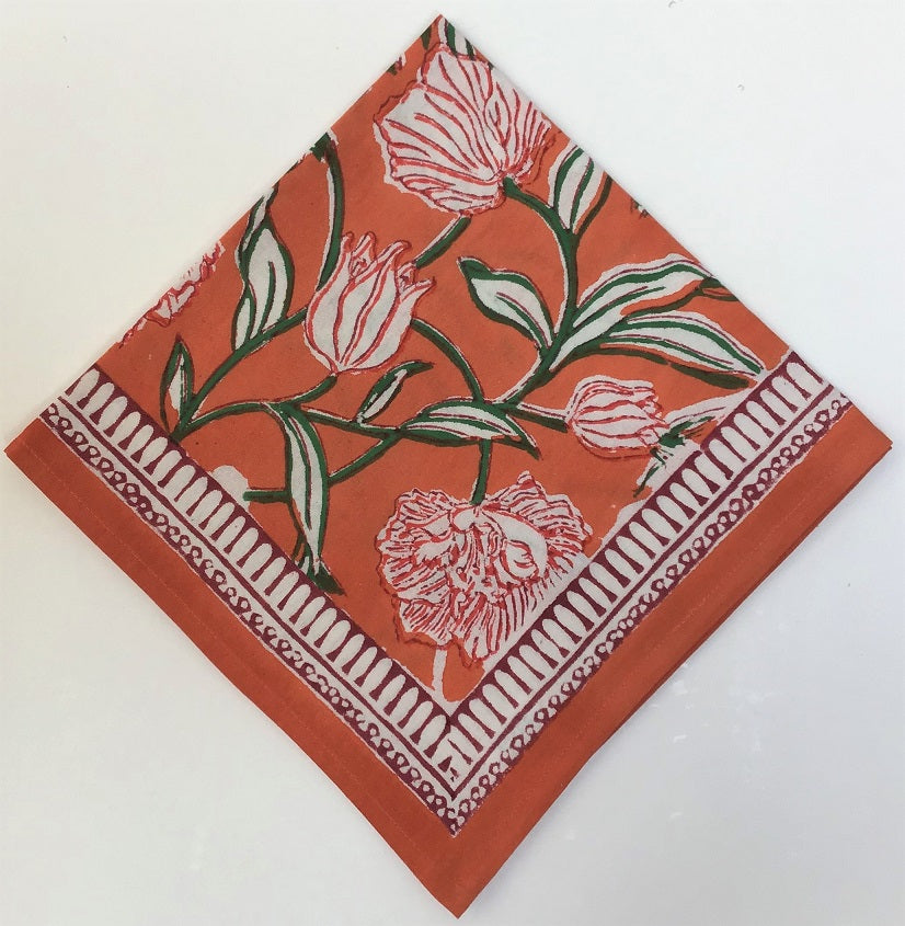 Print Cloth Napkins 100% Cotton Table Napkins Multi-Pattern Square Napkins 20+ Colors (Set of 12) Gracie Oaks Color: Teal Orange