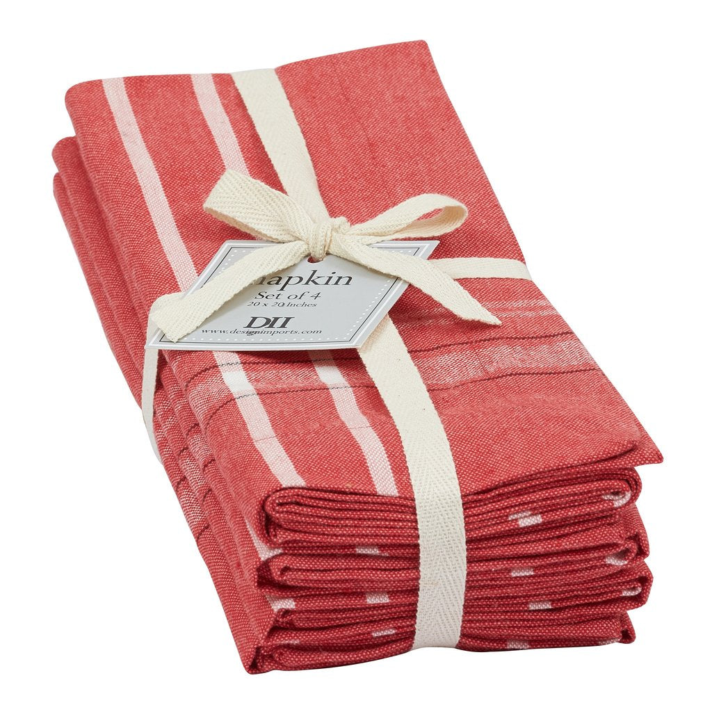 Red Plaid Chambray Napkins, Set/4 - The Summer Shop