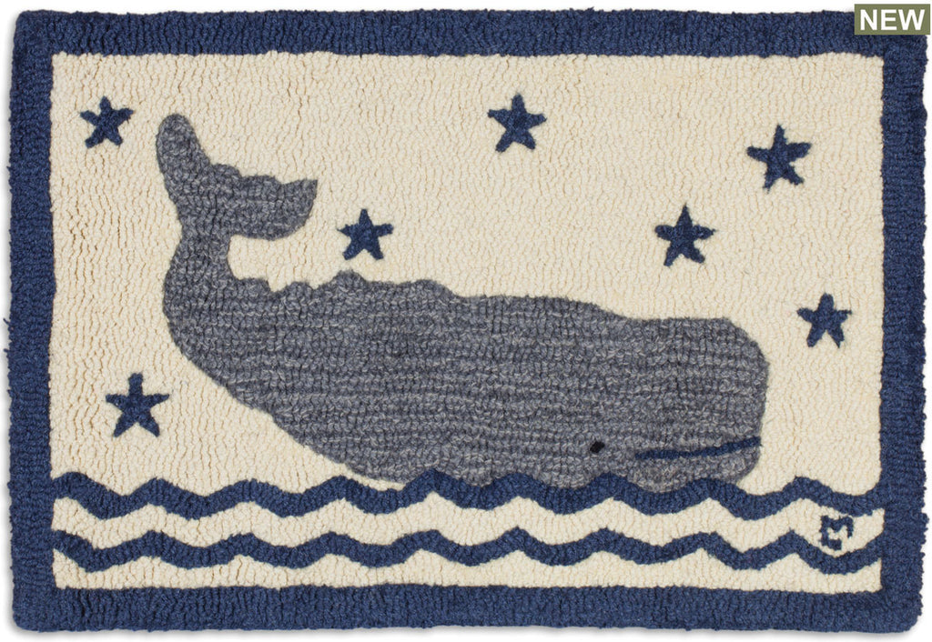Whale in Water Hooked Rug - The Summer Shop