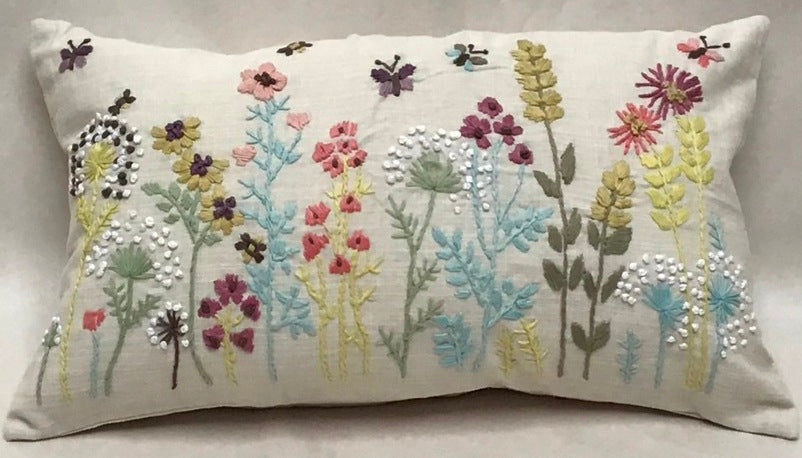 Embroidered Cotton Pillow - The Summer Shop